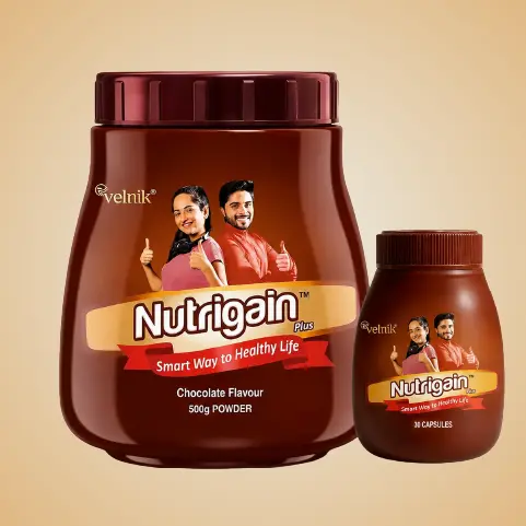 Nutrigain Ayurvedic Weight Gain Suppliment | 500gm + 30 Capsules Combo