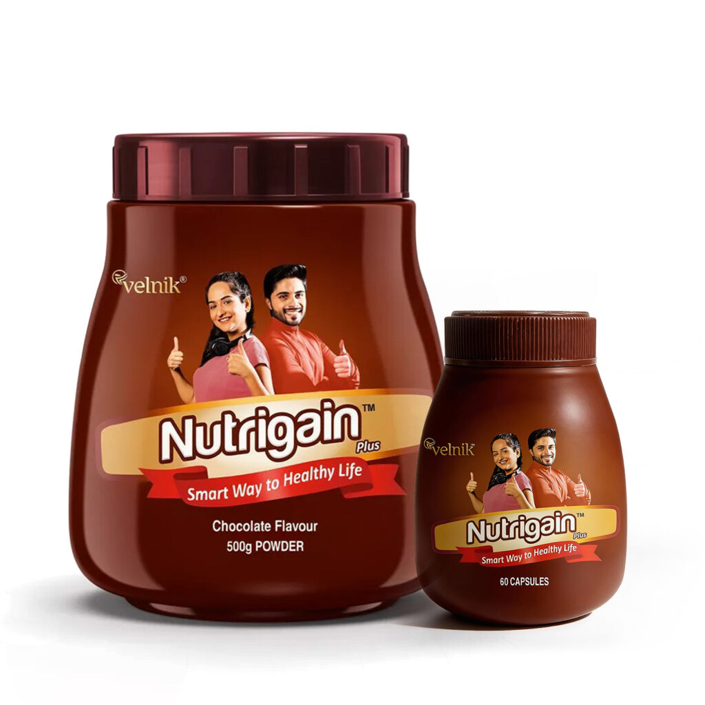 Ayurvedic Weight Gainer Supplement Powder and Capsules 500 gm Powder with 60 Capsules Combo.